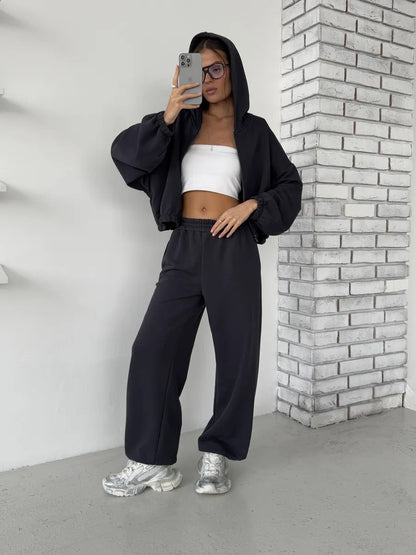 Damen Oversized Freizeitanzug mit Sweatpants Bequem