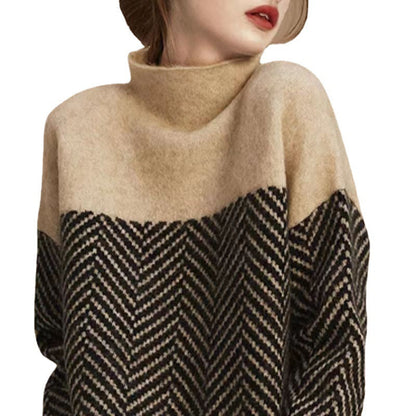 Damen Pullover Hochgeschlossener Kragen Wabenmuster Eveloria