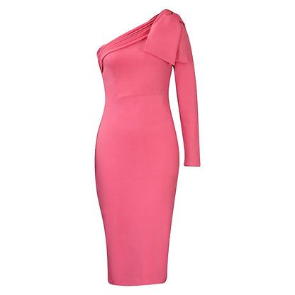 Damen Wickelkleid Asymmetrischer Ausschnitt Schleife Eveloria
