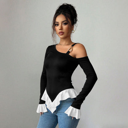 Damen Off-Shoulder Volant Bindeelement