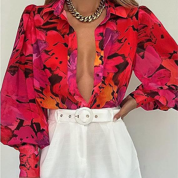 Damen Bluse Leopardenmuster Lässiger Schnitt