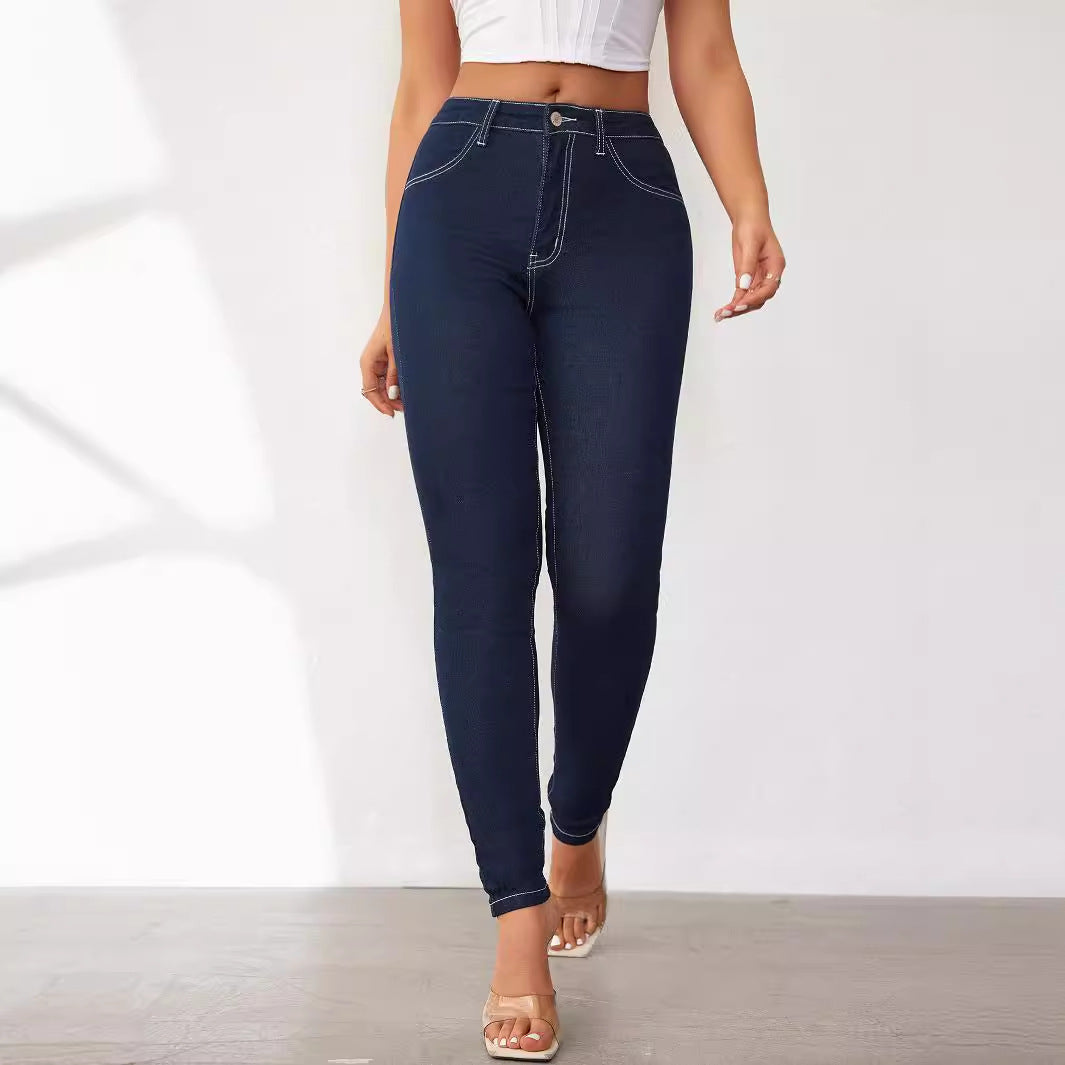 Damen High-Waist Jeansleggings Figurbetont Eveloria