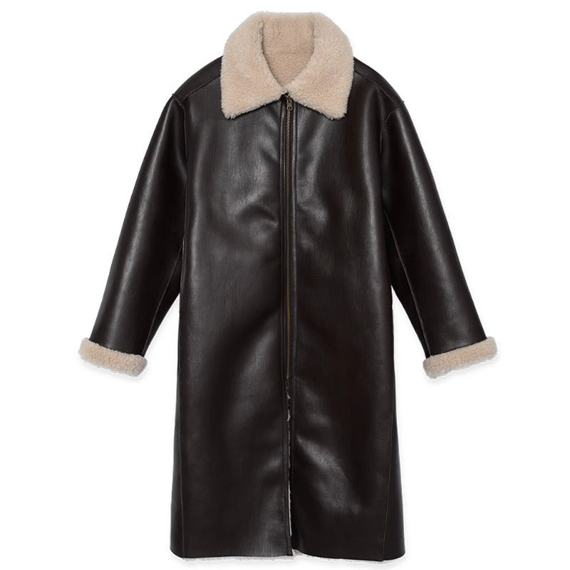Damen Lederjacke mit Teddyfutter Eveloria