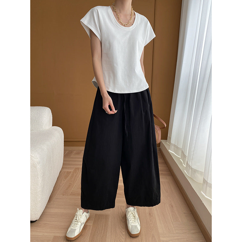 Damen Ärmelloses Oberteil V-Ausschnitt Leichtes Culottes Set