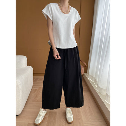 Damen Ärmelloses Oberteil V-Ausschnitt Leichtes Culottes Set