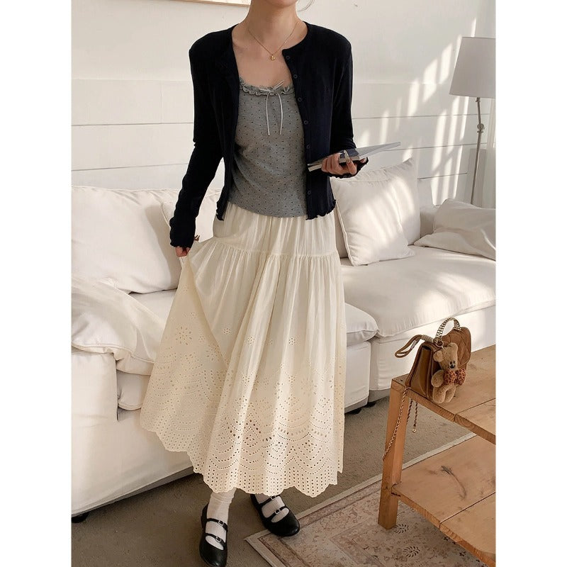 Damen Strickjacke Feine Knöpfe Elegant Beige