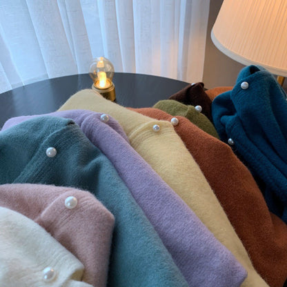 Damen Strickjacke Edle Perlenknöpfe Modernes Design - Eveloria