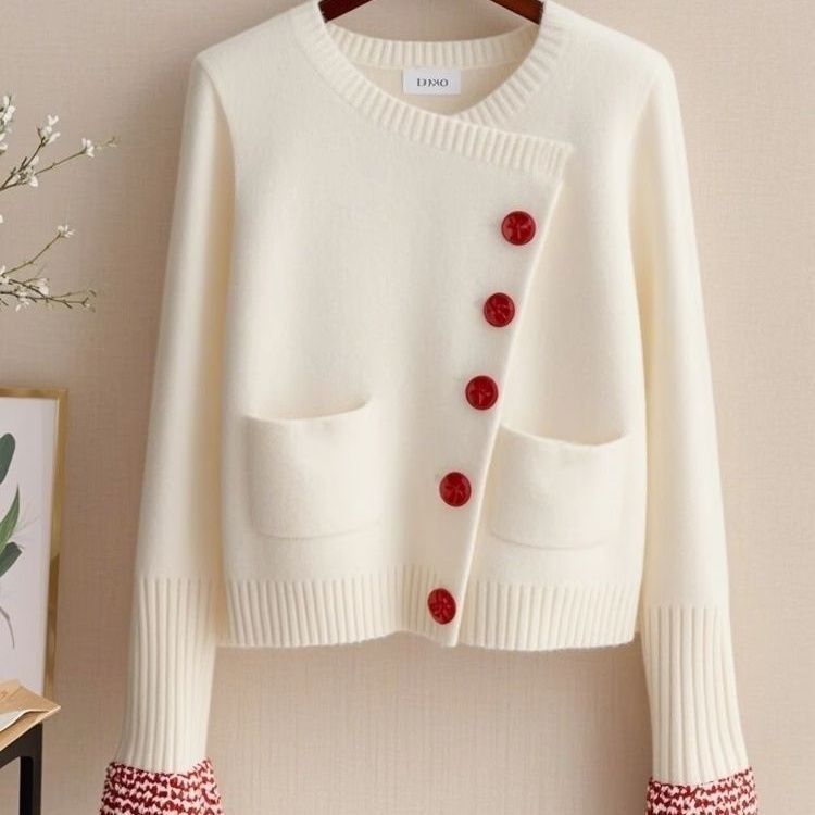Damen Strickjacke Dekorative Knöpfe Eveloria