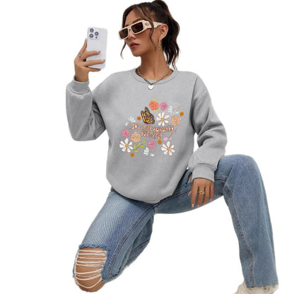 Damen Sweatshirt Floralmuster Weich Pastell