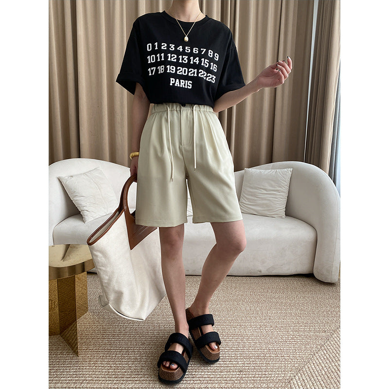 Damen T-Shirt Rundhalsausschnitt mit Aufdruck Baumwolle
