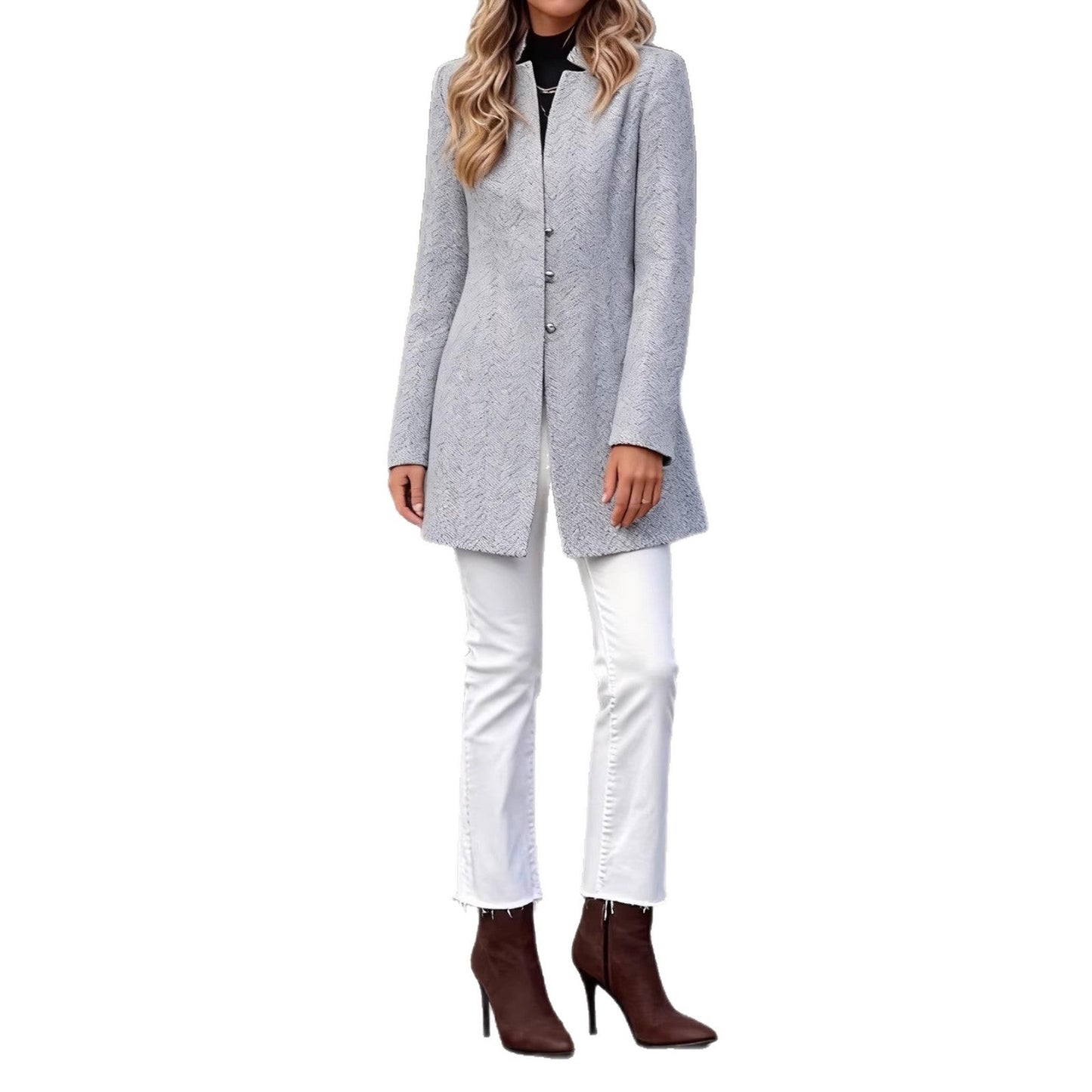 Damen Langblazer Strukturiert Elegant Eveloria