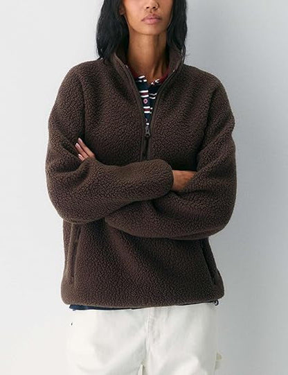 Damen Fleece Pullover Eveloria Weich Grau