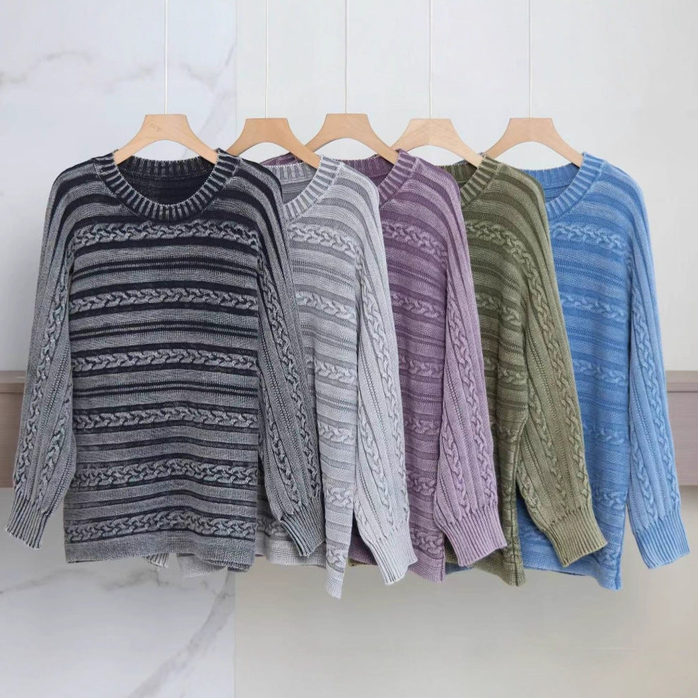 Damen Strickpullover Strukturiertes Zopf-Design Moderner Schnitt