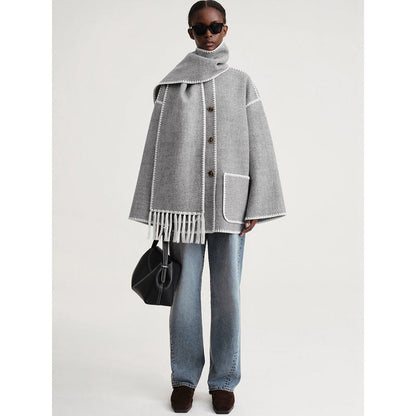 Damen Poncho aus Wolle Elegant Vielseitig Eveloria