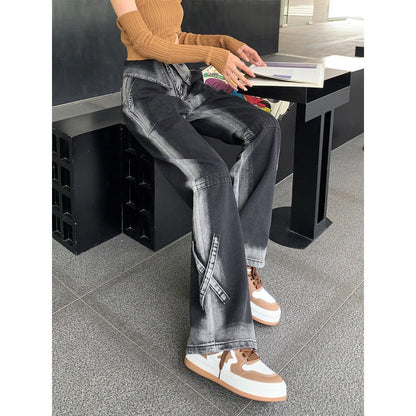 Damen Weite Jeans Mit Seitenschlitzen Eveloria