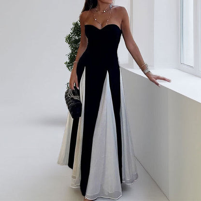 Damen Abendkleid Herz-Ausschnitt vertikale Einsätze Eveloria