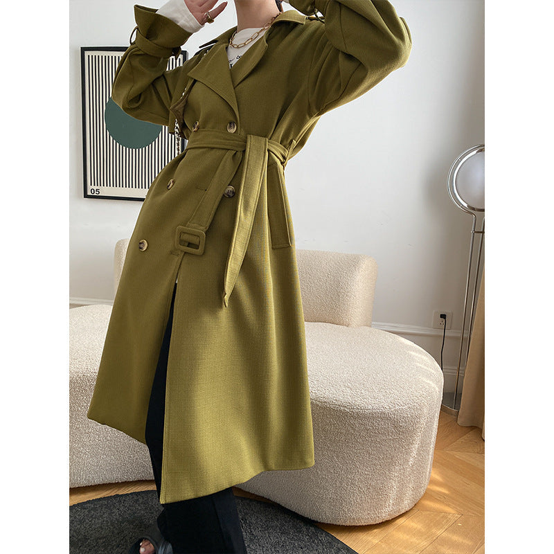 Damen Trenchcoat Elegantes Design Doppelter Knopf