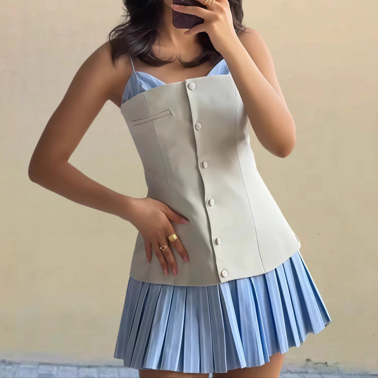Damen Kurzkleid Rüschendetails Fließend Eveloria