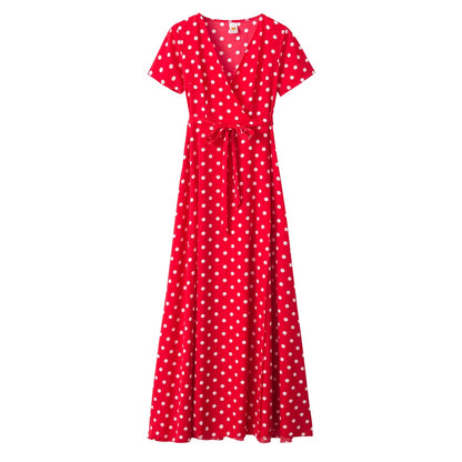 Damen Maxikleid Floralmuster Wickeldesign Elegante Taillierung