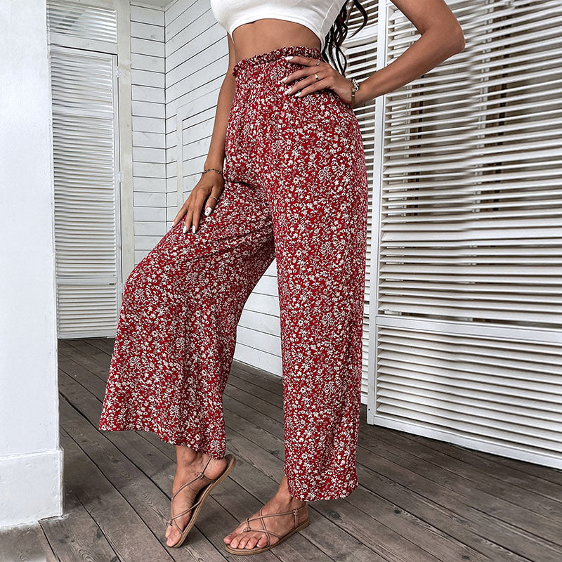 Damen Palazzo-Hose Floralmuster Hoch Seitenschlitze Eveloria