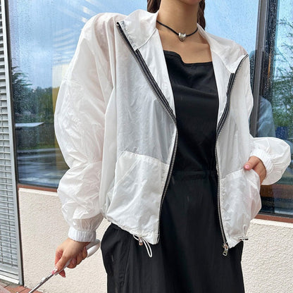 Damen Windjacke Transparent Reißverschluss Eveloria