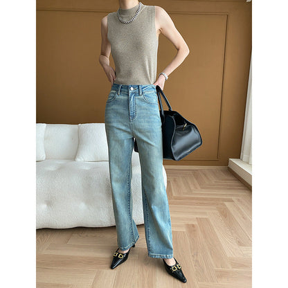 Damen Weite Jeans Hochgeschnitten Eveloria