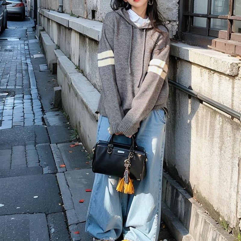 Damen Kapuzenpullover mit Streifen Eveloria