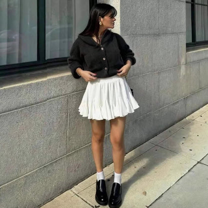 Damen Strickjacke Kontrastdesign Knöpfe Eveloria