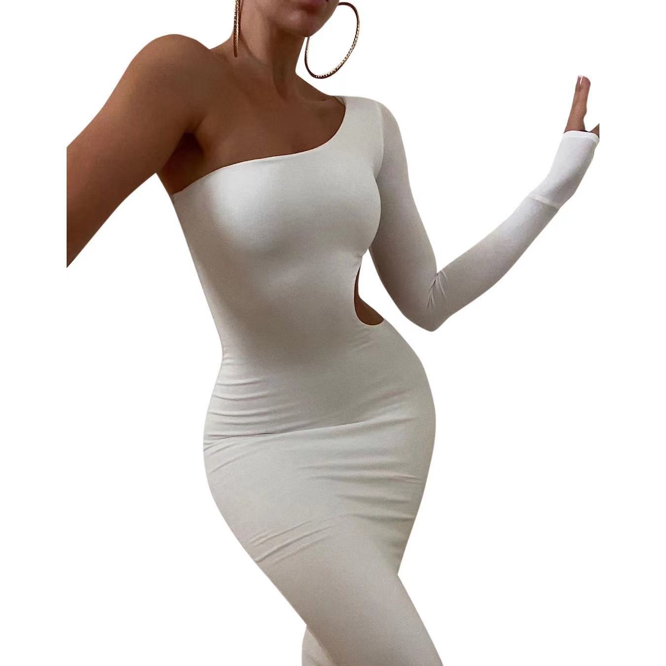 Damen Abendkleid Elegantes Ärmelkleid mit Cut-Out-Seitenteil