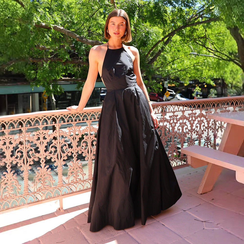 Damen Abendkleid Lang Eveloria Rückenausschnitt Fließend