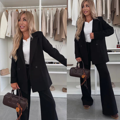 Damen Blazer-Set Weite Hose Eveloria