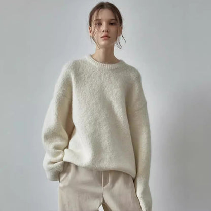 Damen Oversize-Pullover Weiches Material Beige