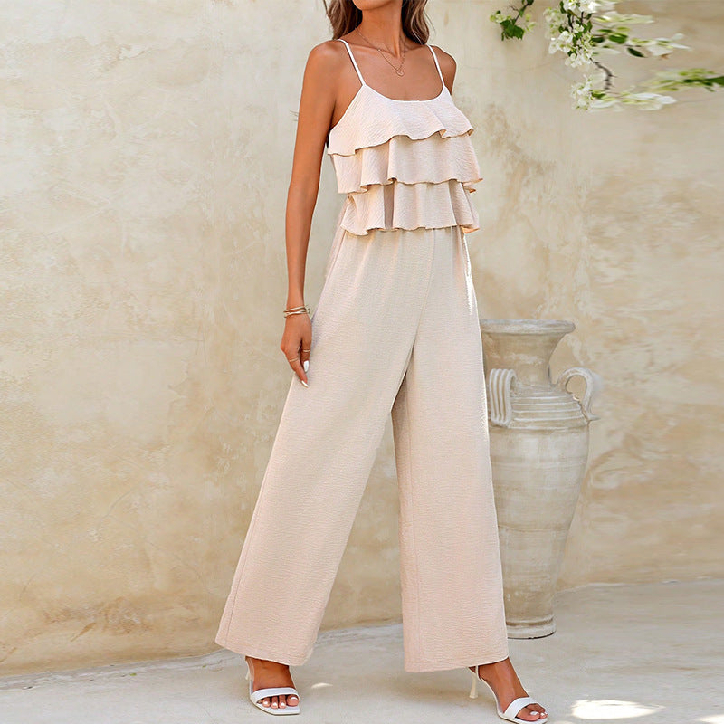 Damen Jumpsuit Luftig Rüschendetails Eveloria