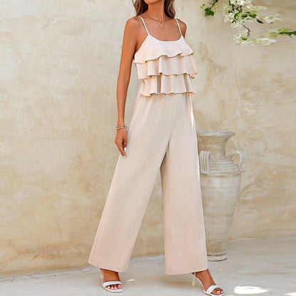 Damen Jumpsuit Luftig Rüschendetails Eveloria