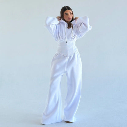Damen Oversized Hoodie Lässig Weite Bund Grau Eveloria