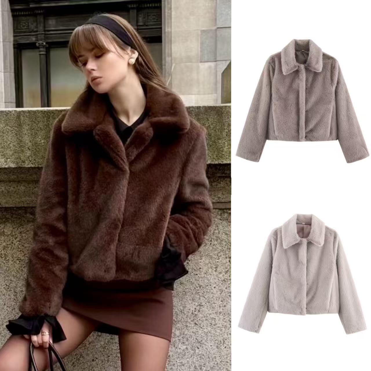 Damen Kunstpelzjacke Kuschelig Eveloria - Eveloria
