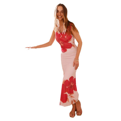 Damen Maxikleid Floralmuster Fließend