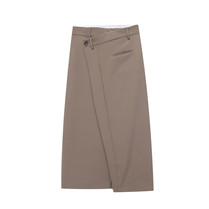 Damen Midirock Überlappendes Design Knopfdetails Eveloria