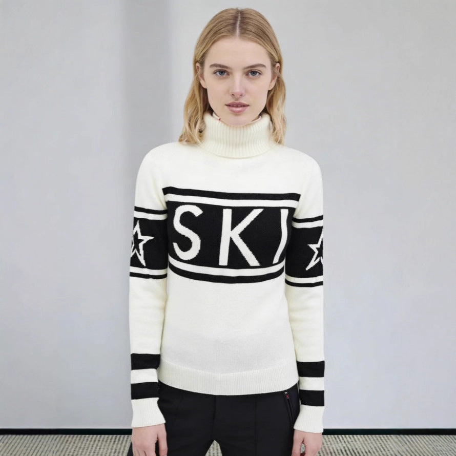 Damen Sportpullover Hochkragen Ski-Design Eveloria