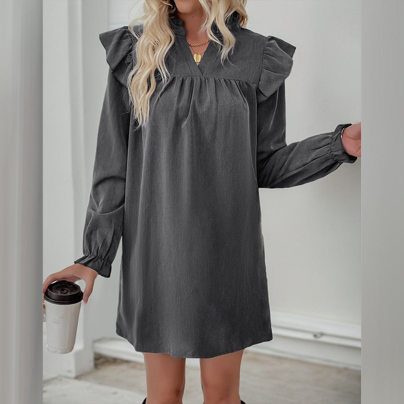 Damen Freizeitkleid Rüschendetails Eleganter Schnitt