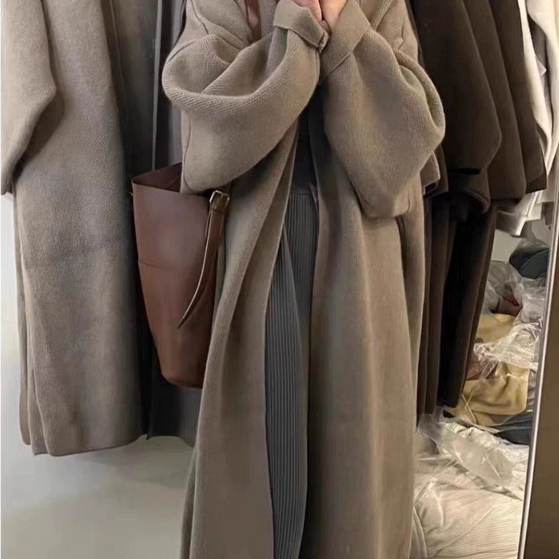 Damen Langstrickmantel Übergroßer Schnitt Weiches Fleece