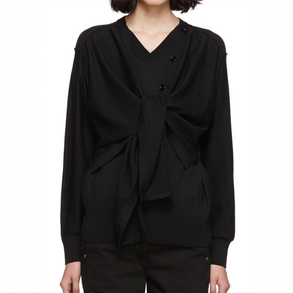 Damen Strickcardigan Asymmetrisch Knöpfe Beige