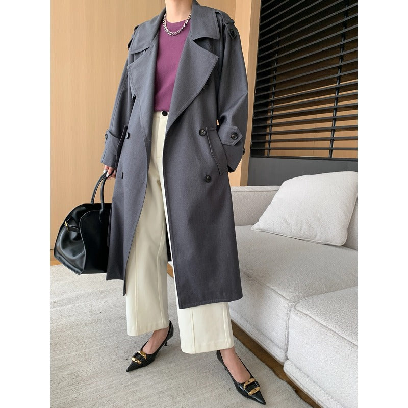 Damen Trenchcoat Großzügige Taschen Moderner Schnitt Eveloria