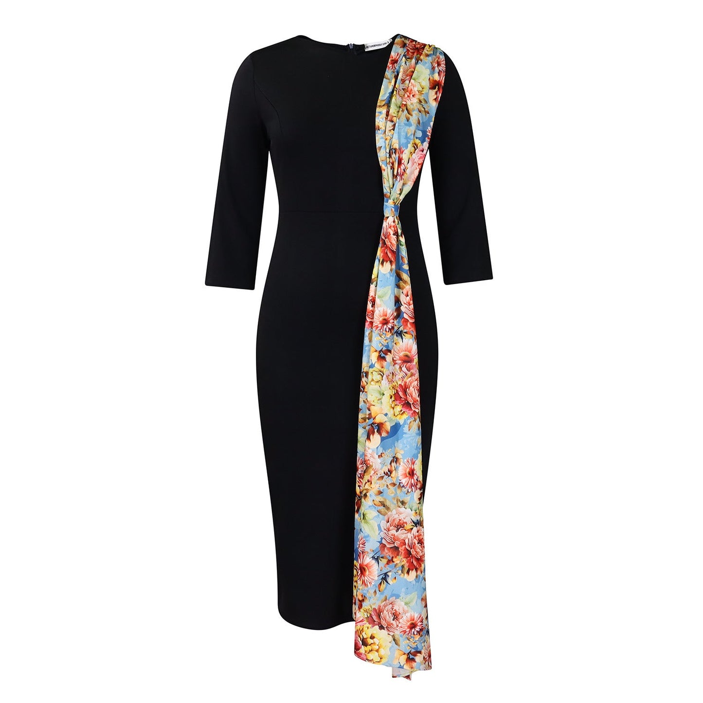 Damen Etuikleid mit Blumenschal Eleganter Schnitt Eveloria