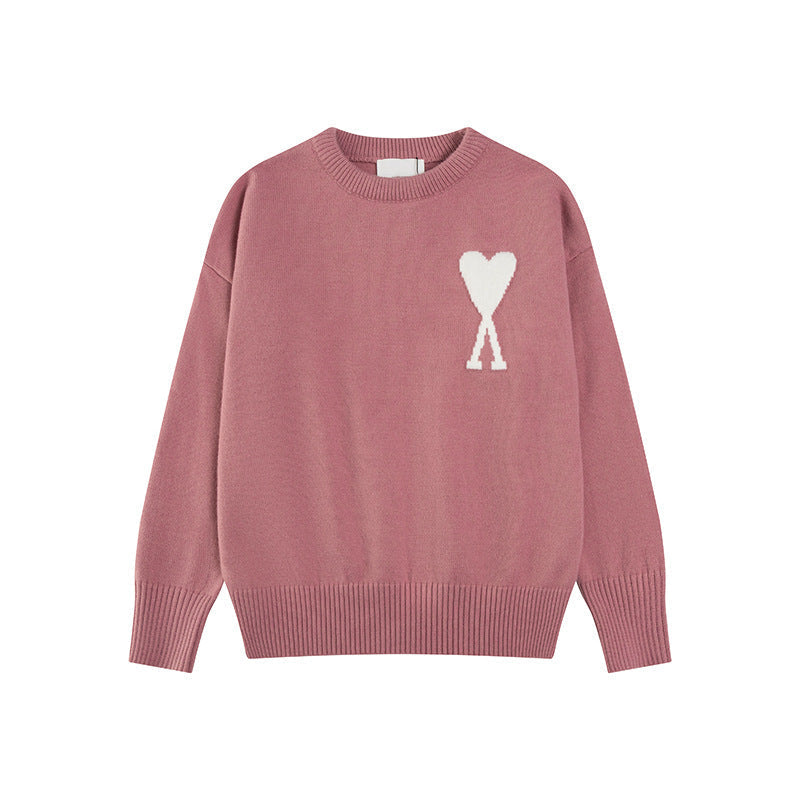 Damen Strickpullover Herz-Muster