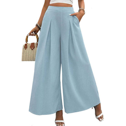 Damen Palazzo-Hose Weit Elegant Falten