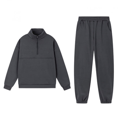Damen Sweatshirt-Set Elastisch Hochkragen Grau Eveloria