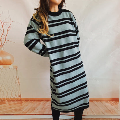 Damen Strickkleid mit Streifenmuster Lässig Eveloria