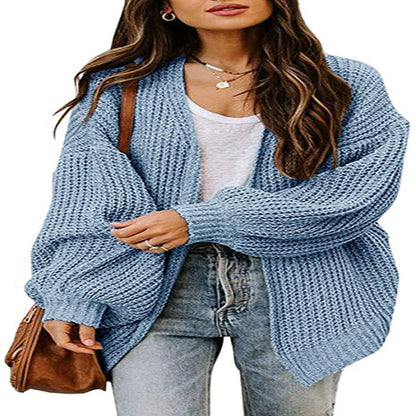 Damen Grobstrick-Pullover Voluminöse Ärmel Lässiger Schnitt Eveloria