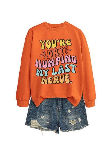 Damen Sweatshirt Lässiger Schnitt Comic-Slogan Grau Eveloria